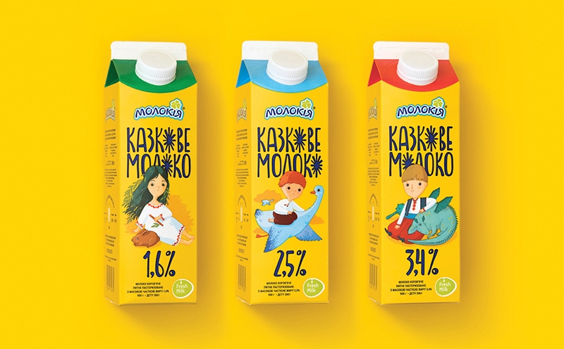 乌克兰童话主题牛奶插画包装设计