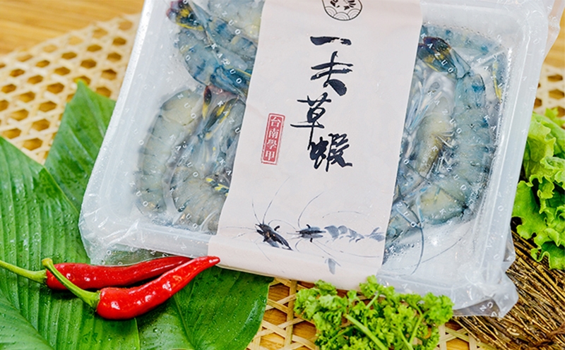 草虾创意包装设计，蓝色的虾米白色的包装